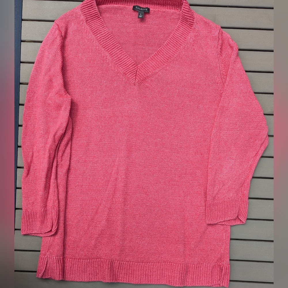 Talbots Raspberry V-Neck Knit